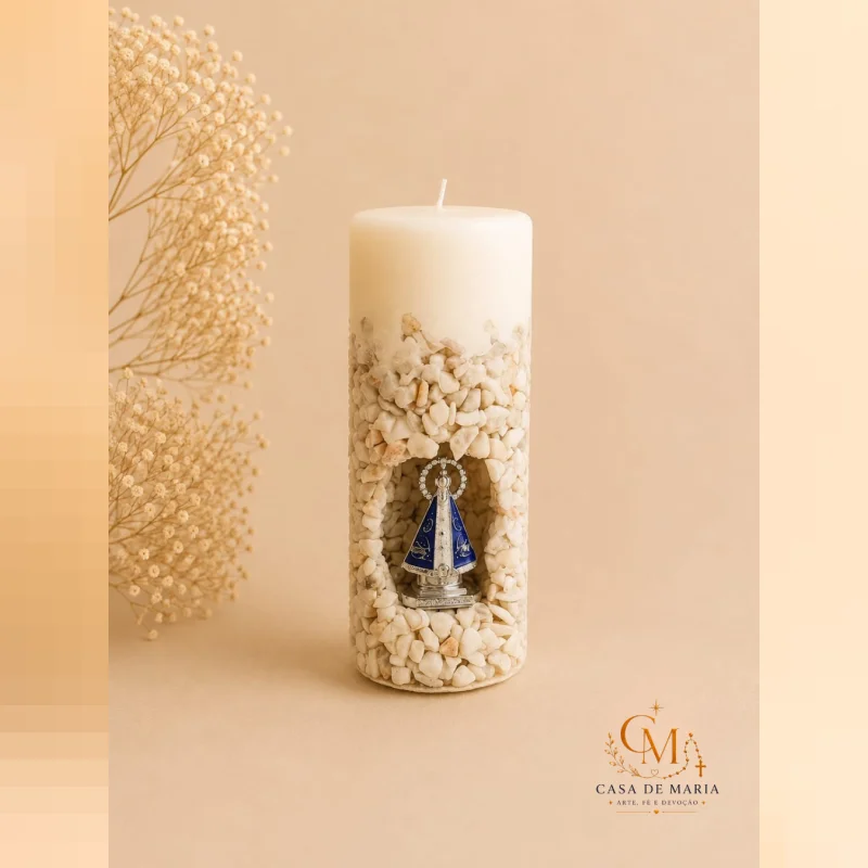 Foto 2 de Vela De Oratório Nossa Senhora Aparecida – Com Pedra Artesanal