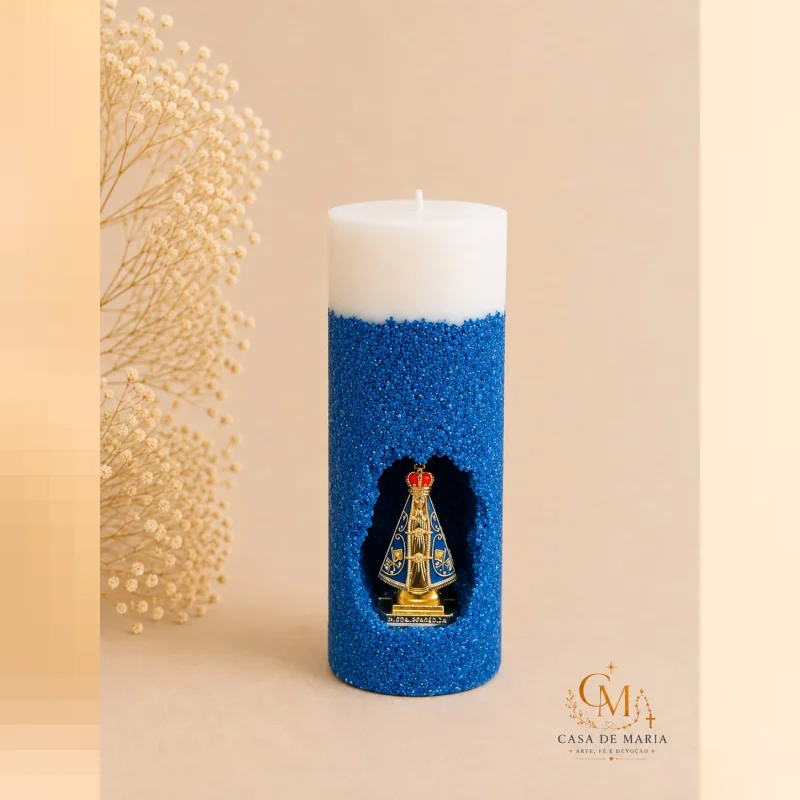 Foto 2 de Vela De Oratório Nossa Senhora Aparecida – Com Areia Artesanal