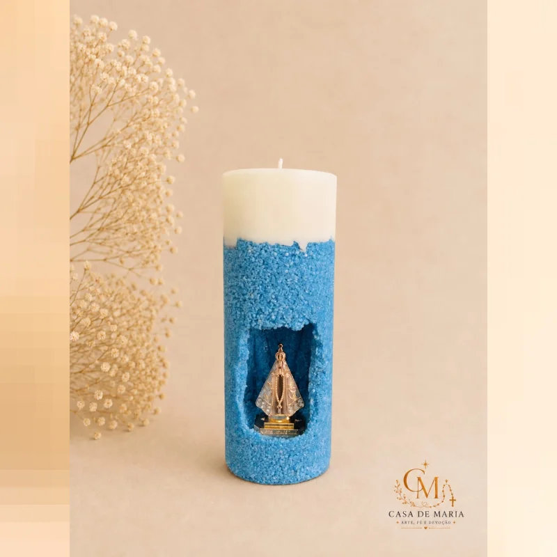 Vela De Oratório Nossa Senhora Aparecida – Com Areia Artesanal