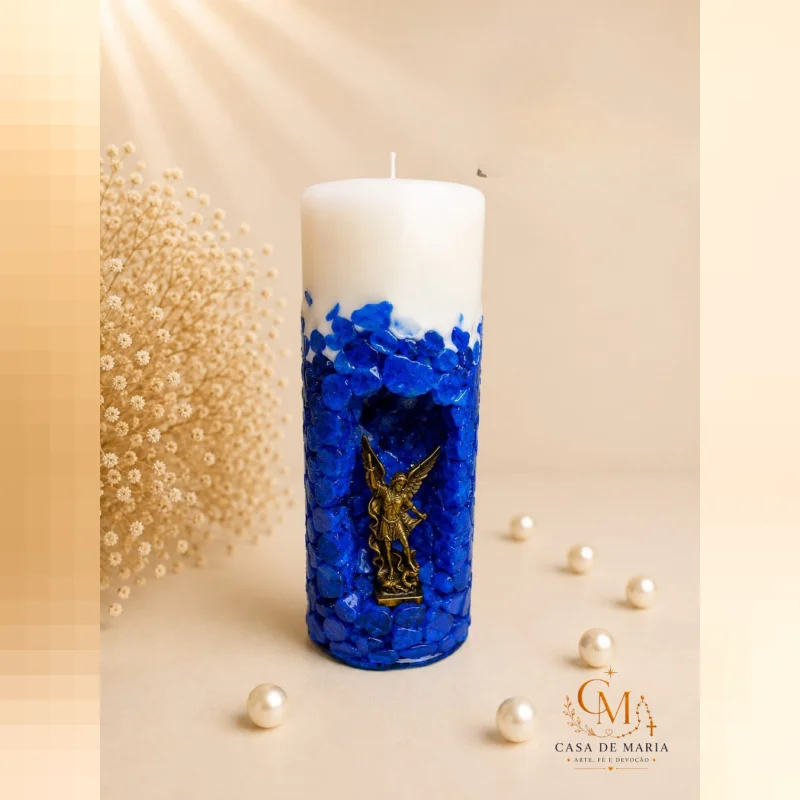 Vela De Oratório São Miguel Arcanjo – Com Pedra Artesanal