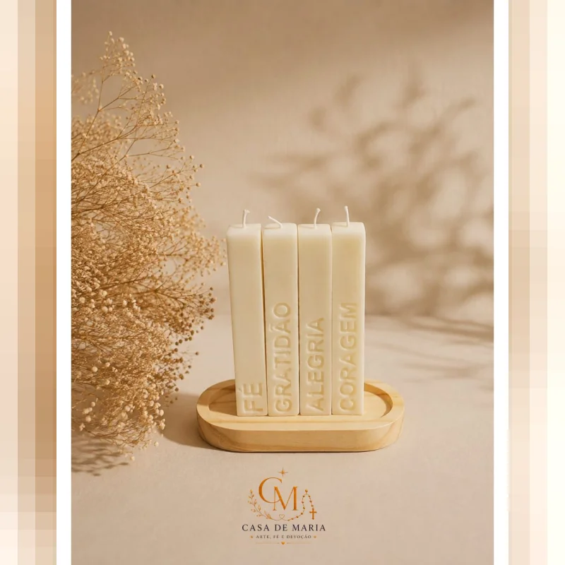 Vela Das Intenções – Conjunto Com 4 Velas | Fé, Gratidão, Alegria E Coragem